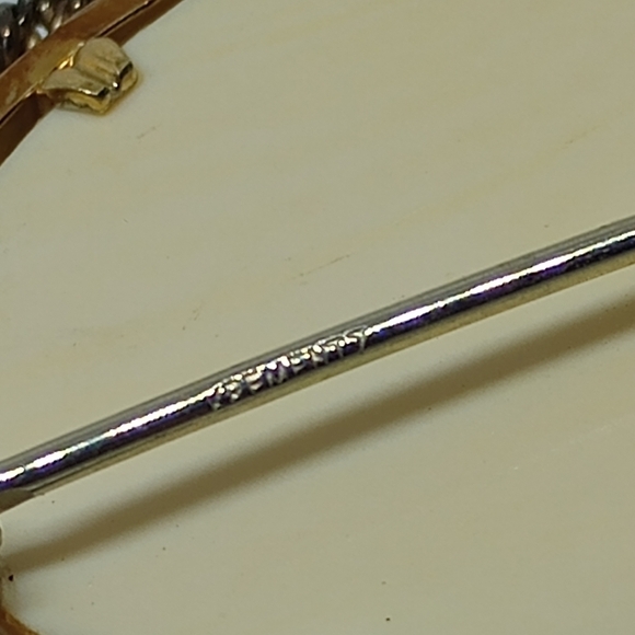 * vintage Krementz scrimshaw lighthouse & clipper ship pin brooch - Picture 6 of 6